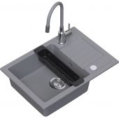 Ruvetti Natu Compact zlewozmywak 62x44 cm z baterią i akcesoriami szary/stal LP_3200-NC6244GR_W