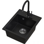 Ruvetti Tito Box zlewozmywak 50x40 cm z baterią czarny LP_3200-TB4050BC_W