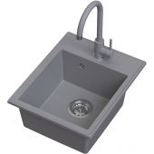 Ruvetti Tito Box zlewozmywak 50x40 cm z baterią szary LP_3200-TB4050GR_W