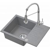 Ruvetti Cooksy Chef zlewozmywak 60x44 cm z baterią szary/stal LP_CC6244GR-SE