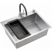 Ruvetti Look zlewozmywak 58x45 cm z baterią i akcesoriami stal/czarny LPLOOK605200BSS