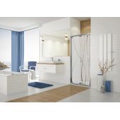 Sanplast TX drzwi prysznicowe z profilem 90 cm składane srebrny połysk/szkło ze wzorem 600-271-1220-38-231
