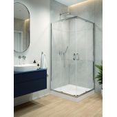 Sanplast Fris kabina z brodzikiem 90x90 cm kwadratowa srebrny połysk/szkło przezroczyste 602-330-1060-38-400