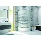 Sanplast Fris kabina prysznicowa 90x90 cm półokrągła srebrny połysk/szkło ze wzorem 600-331-0360-38-180