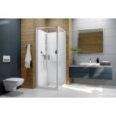 Sanplast Basic Complete Mineral kabina z brodzikiem i zestawem prysznicowym 70x70 cm kwadratowa biały połysk/szkło przezroczyste 602-460-0411-01-4H0