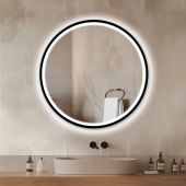 Venti Rund Led lustro 90x90 cm okrągłe z oświetleniem czarne