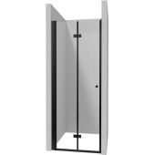 Zestaw Deante Kerria Plus drzwi prysznicowe 90 cm z profilem wnękowym czarny/szkło przezroczyste (KTSXN41P, KTSN00X)