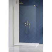 Radaway Modo New II ścianka prysznicowa walk-in 110 cm złoty szczotkowany/szkło przezroczyste 389114-99-01