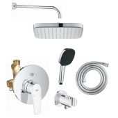 Zestaw Grohe Start Flow bateria wannowo-prysznicowa podtynkowa z deszczownicą i zestawem prysznicowym chrom (29117000, 2639710E, 26695000, 27851000, 28741002, 26962001)