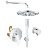 Zestaw Grohe Start Flow bateria wannowo-prysznicowa podtynkowa z deszczownicą i zestawem prysznicowym chrom (29117000, 27369000, 26815000, 27851000, 226963001)