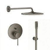 Grohe Essence zestaw prysznicowy podtynkowy z deszczownicą Hard Graphite (24058AL1, 26558AL0, 28362A01, 26658AL0, 27400AL0)