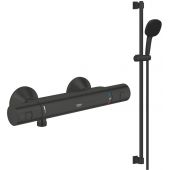 Zestaw Grohe Precision bateria prysznicowa ścienna z termostatem i zestawem prysznicowym czarny (345942430, 269302431)