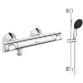 Zestaw Grohe Precision Flow bateria prysznicowa ścienna termostatyczna z zestawem prysznicowym chrom (34840000, 27942001)
