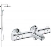 Zestaw Grohe Grohtherm 800 bateria wannowo-prysznicowa termostatyczna i zestaw prysznicowy z deszczownicą Euphoria System 260 chrom (34567000, 27421002)