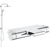 Zestaw Grohe Grohtherm 2000 New bateria wannowo-prysznicowa termostatyczna i zestaw prysznicowy z deszczownicą Euphoria System 260 (34464001, 27421002)