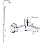 Zestaw Grohe Eurosmart bateria wannowo-prysznicowa i zestaw prysznicowy z deszczownicą Euphoria System 260 chrom (33300002, 27421002)