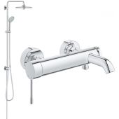 Zestaw Grohe Essence bateria wannowo-prysznicowa i zestaw prysznicowy z deszczownicą Euphoria System 260 chrom (33624001, 27421002)