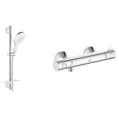 Zestaw Grohe Grohtherm 800 bateria prysznicowa termostatyczna z zestawem prysznicowym ściennym Vitalio SmartAvtive 150 chrom (34558000, 26598000)