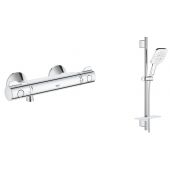 Zestaw Grohe Grohtherm 800 bateria prysznicowa termostatyczna z zestawem prysznicowym Vitalio SmartActive 130 Cube chrom (34558000, 26596000)