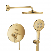 Zestaw Grohe Essence wannowo-prysznicowy podtynkowy z deszczownicą i kompletem natryskowym złoty  (24058GL1, 26558GL0, 28362GL1, 26658GL0, 26574GL0)