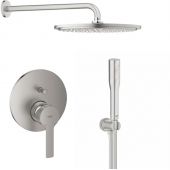 Zestaw Grohe Lineare bateria wannowo-prysznicowa podtynkowa z deszczownicą i zestawem prysznicowym SuperSteel (24064DC1, 26066DC0, 28362DC1, 26658DC0, 27400DC0)