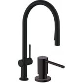 Zestaw Hansgrohe Talis M54 bateria kuchenna stojąca z dozownikiem do płynów A41 czarny mat (72801670, 40438670)