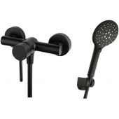 Zestaw Hagser Lisa bateria prysznicowa ścienna z kompletem natryskowym Andrea Birgit czarny mat HGR65000036