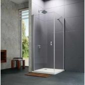 Huppe Design Pure 4-kąt drzwi prysznicowe 90 cm srebrny mat/szkło przezroczyste Anti-Plaque 8P0605.087.322