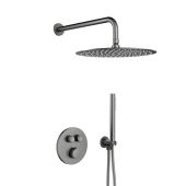 KFA Armatura Moza Gun Metal Grey zestaw prysznicowy podtynkowy termostatyczny z deszczownicą grafitowy 5739-530-61