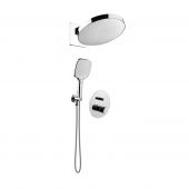 Ksuro 02 zestaw bateria wannowo-prysznicowa podtynkowa z deszczownicą i słuchawką 3-funkcyjną chrom 17012010