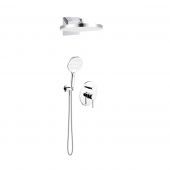 Oltens Molle zestaw bateria wannowo-prysznicowa podtynkowa z deszczownicą Regna i słuchawką 3-funkcyjną Luva EasyClick chrom 36023100