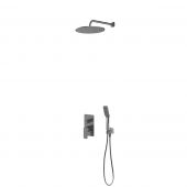 Oltens Hadsel zestaw bateria wannowo-prysznicowa podtynkowa z deszczownicą Vindel i słuchawką 1-funkcyjną Tinde grafit 36042400