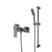 Zestaw Oltens Hadsel bateria prysznicowa ścienna z kompletem natryskowym Tide Alling grafit 36045400