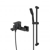 Zestaw Oltens Hadsel bateria wannowo-prysznicowa ścienna z kompletem natryskowym Tinde Alling czarny mat 36058300