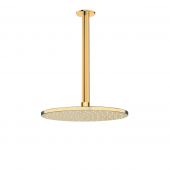 Oltens Atran deszczownica 22 cm okrągła z ramieniem sufitowym Aera złoty połysk 36084800