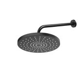 Oltens Pluva Lagan deszczownica 25 cm okrągła z ramieniem ściennym czarny mat 36093300