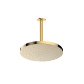 Oltens Pluva Aera deszczownica 25 cm okrągła z ramieniem sufitowym złoty połysk 36097800