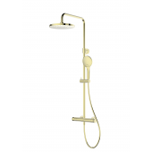 Oltens Vatten zestaw prysznicowy ścienny termostatyczny z deszczownicą złoty połysk 36505800