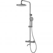 Oltens Vatten Numa zestaw wannowo-prysznicowy ścienny z baterią termostatyczną i deszczownicą grafit 36507400
