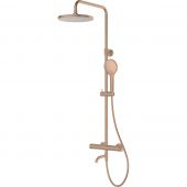 Oltens Vatten Numa zestaw wannowo-prysznicowy ścienny z baterią termostatyczną i deszczownicą miedź szczotkowana 36507610