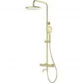 Oltens Vatten Numa zestaw wannowo-prysznicowy z baterią termostatyczną i deszczownicą złoty połysk 36507800