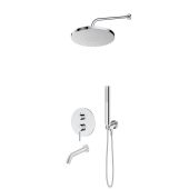 Zestaw Oltens Molle bateria podtynkowa z wylewką wannową z deszczownicą 25 cm Pluva i słuchawką prysznicową Ume chrom 36652100