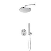 Zestaw Oltens Onega bateria wannowo-prysznicowa podtynkowa termostatyczna z deszczownicą 25 cm Pluva i kompletem prysznicowym Ume chrom 36655100