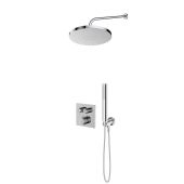Zestaw Oltens Onega (S) bateria wannowo-prysznicowa podtynkowa termostatyczna z deszczownicą 25 cm Pluva i kompletem prysznicowym Ume chrom 36657100