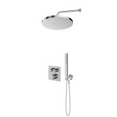 Zestaw Oltens Onega (S) bateria wannowo-prysznicowa podtynkowa termostatyczna z deszczownicą 30 cm Alvo i kompletem prysznicowym Ume chrom 36658100