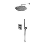 Zestaw Oltens Onega (S) bateria wannowo-prysznicowa podtynkowa termostatyczna z deszczownicą 30 cm Alvo i kompletem prysznicowym Ume grafit 36658400
