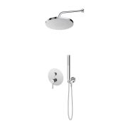 Zestaw Oltens Rann bateria wannowo-prysznicowa podtynkowa z deszczownicą 25 cm Pluva i kompletem prysznicowym Ume chrom 36659100