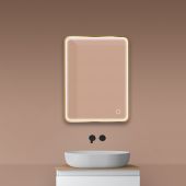 Oltens Nordlis lustro 60x80 cm prostokątne z oświetleniem z przodu z matą grzewczą złoto szczotkowane 64116810