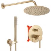 Rea Lungo zestaw prysznicowy podtynkowy z deszczownicą złoty szczotkowany REA-P4160