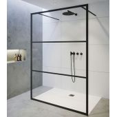 Riho Grid GB401 Walk-in ścianka prysznicowa 90 cm wolnostojąca czarny mat/szkło Grid G004029121